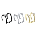 Detail showing set of three double-layer stainless steel ear cuffs with white zircon stones - Double Row Rhinestone Open Cuff