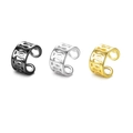 Three-piece set of wave-shaped stainless steel ear cuffs in black, silver, and gold finish - Wave Open Ear Cuff