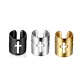 Three-piece stainless steel ear cuff set with cross cutouts in black, silver, and gold - Hollow Cross Open Ear Cuff