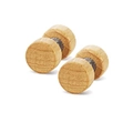 Détail de boucles d'oreilles en bois naturel avec tiges en acier inoxydable poli - 6mm / Couleur bois naturel