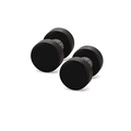 Gros plan de boucles d'oreilles haltères noires avec disques mats et tige grise dentelée - 6mm / Couleur Bois Noir