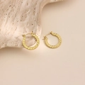 Minimalist 18K gold-plated stainless steel earrings with classic Greek Key textured engraving - Greek Key Round Style (EH239)