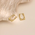 Dettaglio degli orecchini rettangolari in acciaio inossidabile placcati oro 18 carati - Stile Rettangolare a Righe Verticali (EH235)