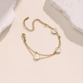 Bracciale a strati in acciaio inossidabile dorato 18K con ciondoli in madreperla - Doppio Strato Madreperla (SL052-2)