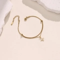 Detail of 18K gold double layer bracelet with white flower charm and lobster clasp - Snake Chain and White Flower Pendant (SL051-5)