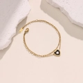 Dettaglio del bracciale a doppio strato in acciaio inossidabile dorato con ciondoli a cuore - Doppio Strato Cuore Bianco e Nero (SL052-5)