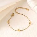 Dettaglio del bracciale in oro 18K con incisione K18 e chiusura a moschettone regolabile - Stile Perline d'Oliva (SL044)