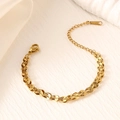 Elegante bracciale in acciaio inossidabile placcato oro 18K con trifoglio e chiusura - Stile Foglia a Scaglie di Pesce (SL042)