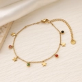 Dettaglio del bracciale in acciaio inossidabile 18K con ciondoli in zircone colorato - Stile Stella a Cinque Punte (SL053-16)