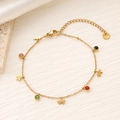 Bracciale in acciaio al titanio dorato con zirconi colorati e ciondolo a cuore - Stile Battito Cardiaco (SL053-3)