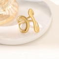 Detailed macro of a gold snake-shaped titanium steel ring with elegant milgrain edge - Abstract Hyperboloid Milgrain Style (JZ022) / Gold