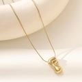 Polished 18K gold letter F bubble pendant necklace with delicate snake chain for women - Letter F Bubble Style (XL152-F)