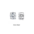 Orecchini 6mm in acciaio inossidabile con zirconi tondi trasparenti con montatura a 4 griffe - Stile con Incastonatura a Griffe (Stile A) / 6mm / Color Acciaio