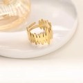 Irregular jagged wave open ring in 18K gold plated stainless steel with a minimalist finish - Sawtooth Wave Geometric Style (JZ014) / Gold