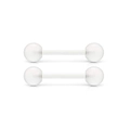 Set of 2 transparent acrylic flexible tongue rings with smooth balls in clear finish - Glow White Style (Style A)