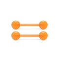 Pair of bright orange acrylic barbell tongue rings with 16mm straight bars - Glow Orange Style (Style A)