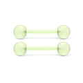 Set di 2 piercing per lingua in acrilico verde chiaro con barra dritta da 16mm e sfere - Stile Verde Chiaro Luminoso (Stile A)