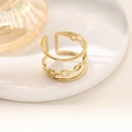 Adjustable 18K gold-plated triple-layer chain ring with minimalist open design - Multi-layer Chain Hollow Style (JZ020) / Gold