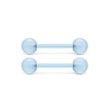 Due piercing per lingua in acciaio inossidabile azzurro con finitura opaca su bianco - Stile Blu Chiaro Luminoso (Stile A)
