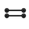 Paio di piercing per lingua in acciaio inossidabile nero con finitura lucida su sfondo bianco - Stile Nero (Stile B)