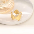 Elegant 18K gold-plated irregular shell pattern open ring with a polished metallic finish - Continuous Fan Shell Style (JZ024) / Gold