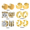 Set di 10 paia di orecchini magnetici dorati e ear cuff con pietre di zircone - Collezione Oro (Stile G) / Oro