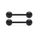 Coppia di piercing per lingua da 16mm in acrilico nero con barra in acciaio inox - Stile Acrilico Nero (Stile C)