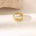 Französischer Vintage-Goldring in offener Form mit geometrischen Balken auf Stein - Unregelmäßiger Geometrischer Stil (JZ046)
