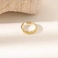 Verstellbarer goldener Ring mit Blattmuster und klassischem französischem Vintage-Stil - Blatttexturstil (JZ052)