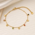 Bracciale in acciaio inossidabile placcato oro 18K con zirconi colorati e cuori - Stile Cuore Pieno (SL053-10)