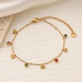 Bracciale a catena in oro e acciaio con cristalli colorati e ciondoli a forma di occhio - Stile Malocchio (SL053-11)