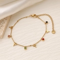 Bracciale in acciaio al titanio dorato con cristalli colorati e ciondoli a libellula - Stile Libellula (SL053-13)