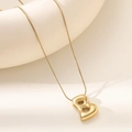 Collana con ciondolo lettera B a bolla in oro 18K e catena a serpente lucida - Lettera B Stile Bolla (XL152-B)
