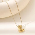Polished 18K gold letter E bubble pendant necklace with minimalist snake chain - Letter E Bubble Style (XL152-E)