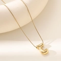 18K gold plated letter J balloon pendant necklace with polished snake chain finish - Letter J Bubble Style (XL152-J)