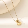 Polished 18K gold balloon bubble pendant necklace featuring the number 2 on a snake chain - Letter S Bubble Style (XL152-S)