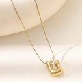Minimalist 18K gold balloon bubble U-shape pendant with polished snake chain necklace - Letter U Bubble Style (XL152-U)