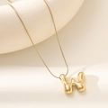 18K gold plated puffer bubble initial W pendant necklace with a fine snake chain - Letter W Bubble Style (XL152-W)