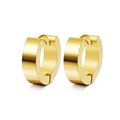 Gepolijste gouden huggie oorbel met breed plat oppervlak en glanzende spiegelende finish - Minimalistische Gepolijste Stijl / Goud
