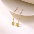 Minimalist gold long chain tassel earrings with sunburst engraved round charms - Apple Shape (EH697-Apple)