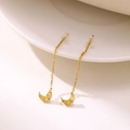 Elegant gold-plated tassel earrings with crescent moon charms and long chain fringe - Moon (EH697-Moon)