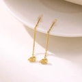 Golden tassel chain earrings with fan-shaped pendants and sparkling radial texture - Teardrop (EH697-Teardrop)