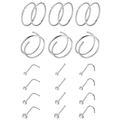 18-piece stainless steel nose ring set with silver hoops and sparkling zircon studs - 21-Piece Mixed Nose Jewelry Set / Steel