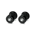 Detail of black stainless steel stud earrings with Meander pattern and cubic zirconia - Black Greek Zirconia Stud