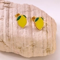 Creative lemon shape stud earrings in yellow enamel and gold plated finish - Lemon Stud Earrings