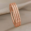 Minimalist 3mm titanium steel wire bangles in 18k rose gold finish set of four - Rose Gold (SZ051)