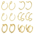 12-piece gold stainless steel nose rings and ear cuff set featuring multiple geometric styles - 12PCS / Gold