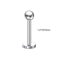 Ασημένιο labret piercing από ανοξείδωτο ατσάλι με διαστάσεις 1.2x10x3mm για το σώμα - Σκουλαρίκι Χειλιού με Μπίλια / 1.2*10*3