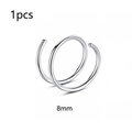Single 8mm silver double-hoop spiral nose ring made of polished stainless steel - Double Hoop Spiral Design (Style B) / 1 Piece (0.8x8mm) / Steel