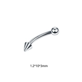 Piercing από ανοξείδωτο ατσάλι με μπίλια και κώνο, μέγεθος 1.2x10x3mm ασημί - Κυρτή Μπάρα Μπίλια Κώνος / 1.2*10*3